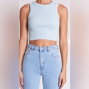 A-brand pale blue ribbed recycled cotton Heather Singlet new  tank shirt